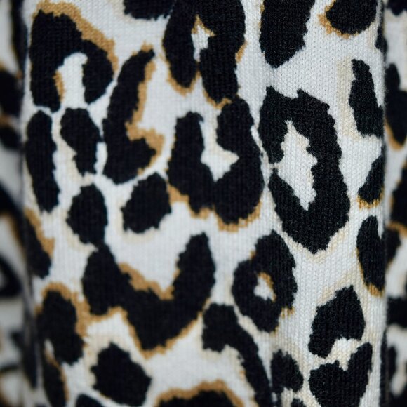 Talbots XL Leopard Print Short Sleeve Sweater Top | Bateau Neck | Cotton Blend - Picture 5 of 6